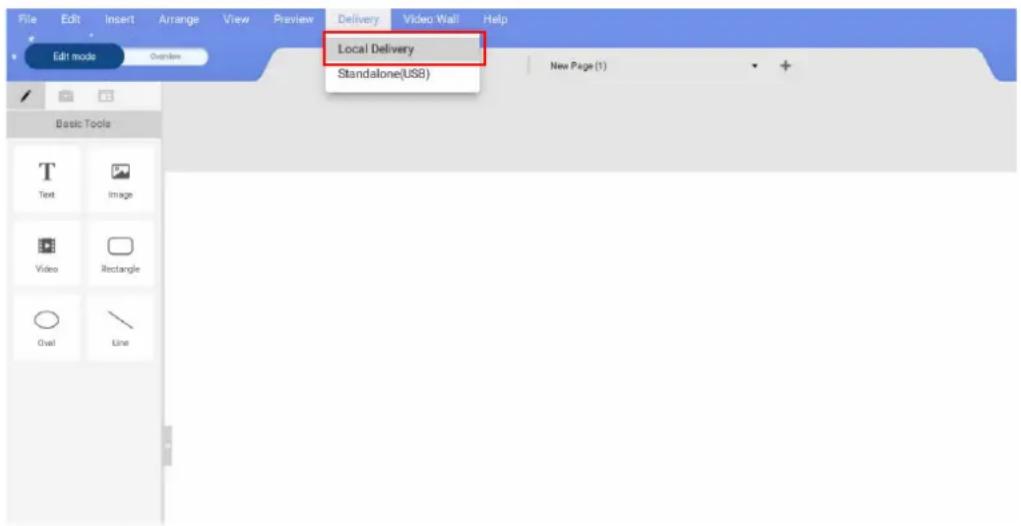 Local Delivery Standalone(USB) New Page (1) Basic Tools Text Image Video Rectangle Oval Line