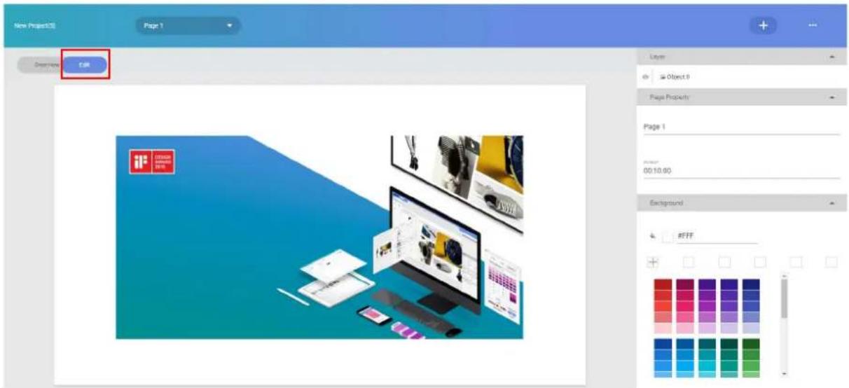 New Project0 Page 1 Description Edit Layer Object 9 Page Property Page 1 00:10.00 Background #FFF