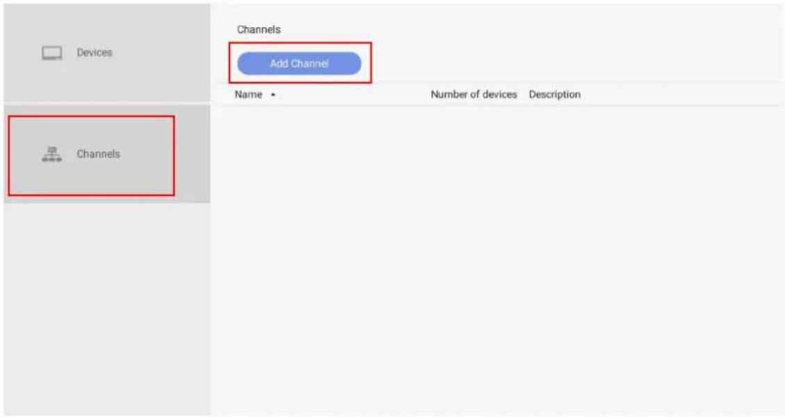 Devices Channels Add Channel Name ▶ Number of devices Description Channels
