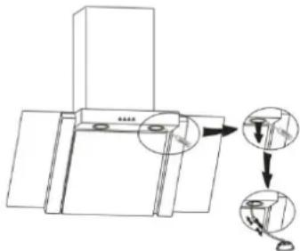 Technical diagram showing mechanical assembly with labeled parts and three progressive steps for assembly or inspection.