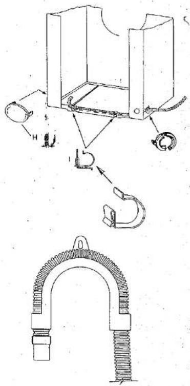 Technical diagram showing mechanical assembly with labeled components and a separate U-shaped component detail.