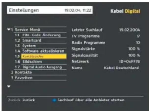 Pace Kabel Digital DC220 - Anzeigen der Netzwerkinformationen - 1