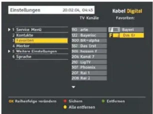 Pace Kabel Digital DC220 - ANZEIGEN DES BILDSCHIRMS 'FAVORITEN' - 1