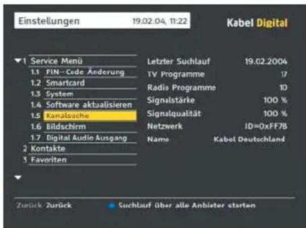 Pace Kabel Digital DC221 - Anzeigen der Netzwerkinformationen - 1