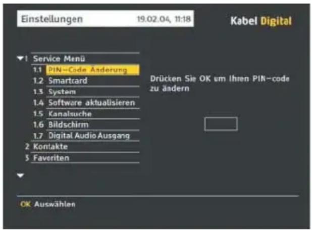 Pace Kabel Digital DC221 - ANZEIGEN DES UNTERMENÜS 'SERVICE' - 1