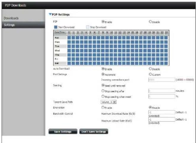 D-LINK ShareCenter DNS-327L - P2P-Downloads Einstellungen - 1