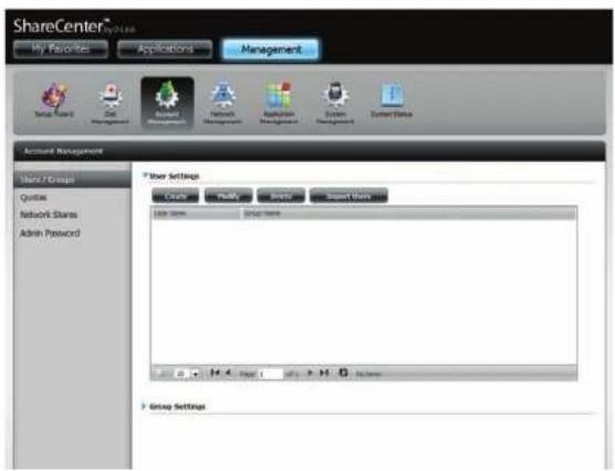 D-LINK ShareCenter DNS-327L - Schritt.1.-Klicken Sie auf Account.Management - 1