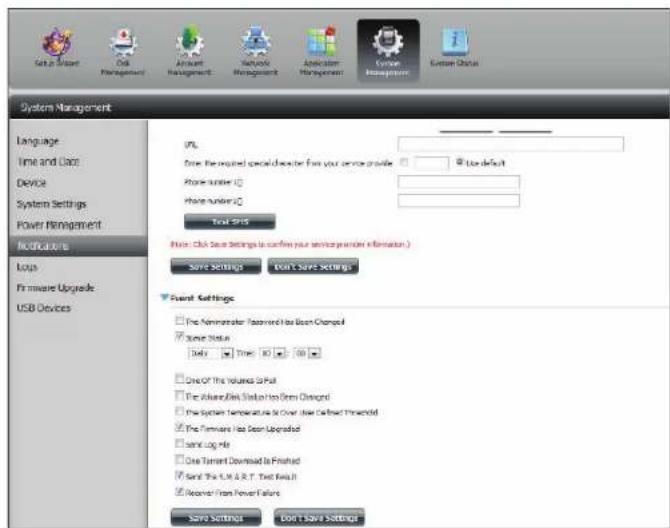 D-LINK ShareCenter DNS-327L - Ereigniseinstellungen - 1