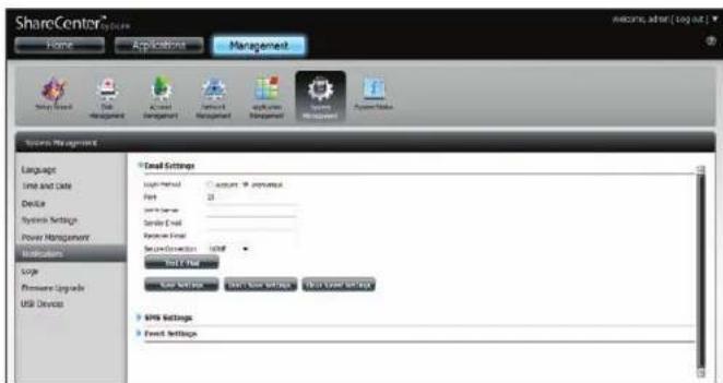 D-LINK ShareCenter DNS-327L - E-Mail-Einstellungen - 1