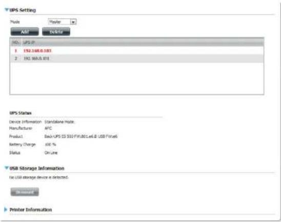 D-LINK ShareCenter DNS-327L - Einen USV-Slave löschen - 1