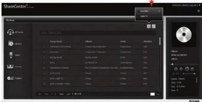 D-LINK ShareCenter DNS-327L - My Music - Die Benutzeroberfläche - 1