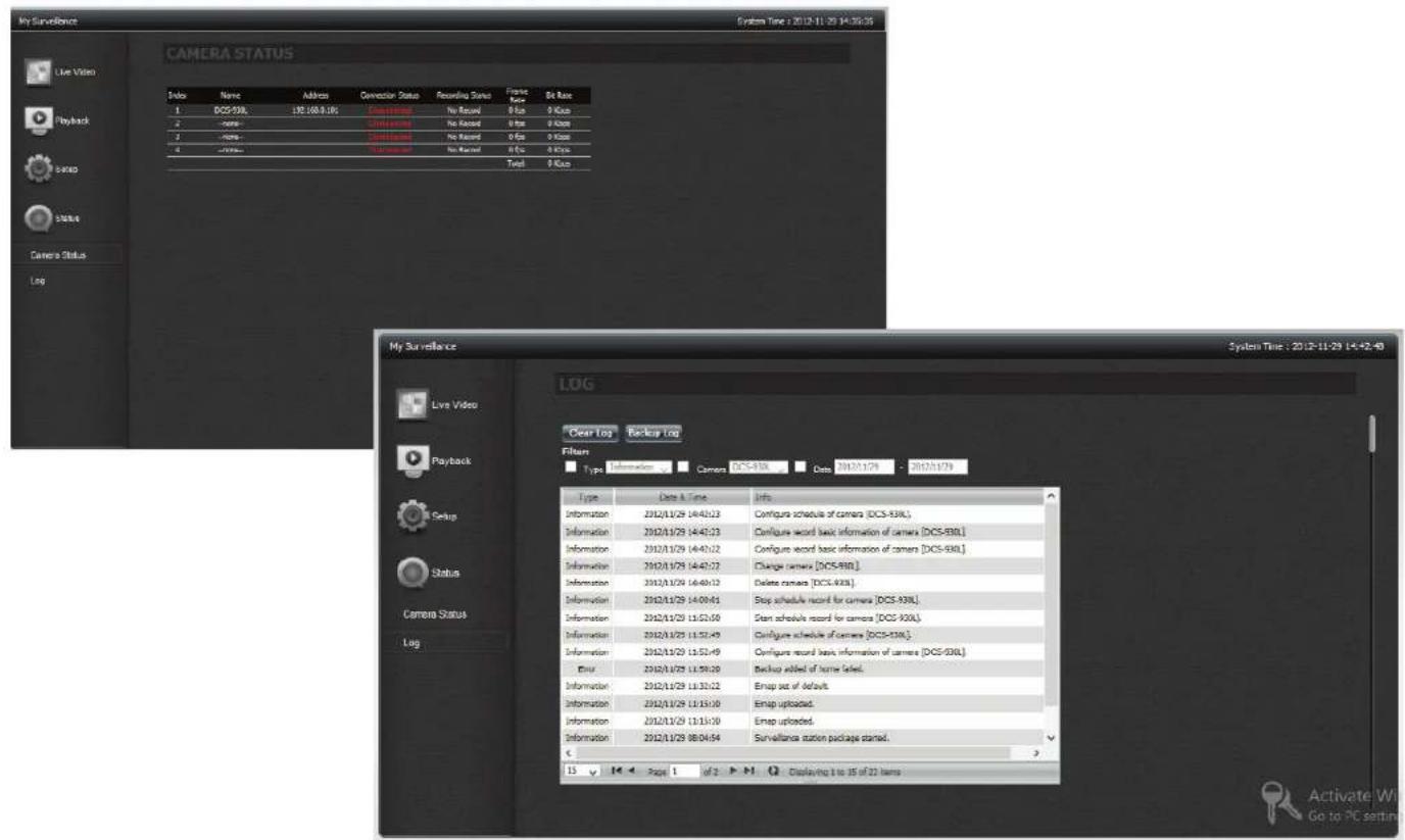 D-LINK ShareCenter DNS-327L - My Surveillance - Status - 1
