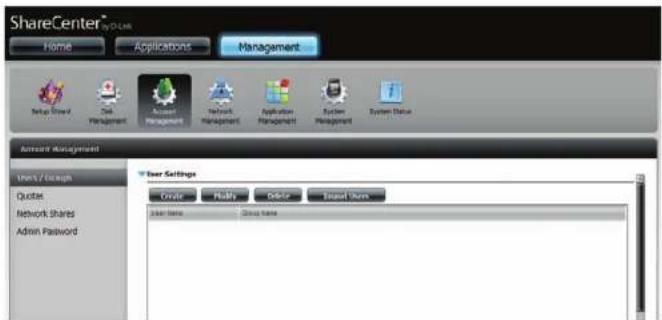 D-LINK ShareCenter DNS-327L - Einzelbenutzer erstellen - 1
