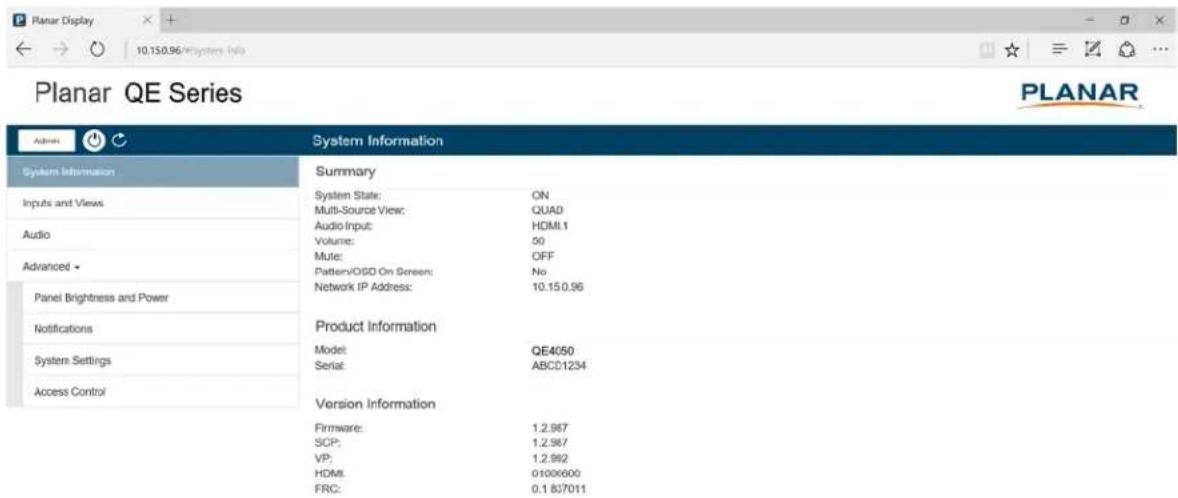 Planar QE7550-T - Remote Monitoring System Information - 1