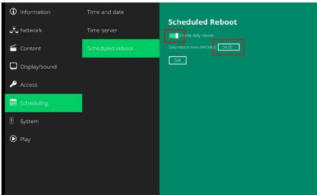 Planar QE7550-T - Scheduling – Scheduled Reboot - 1