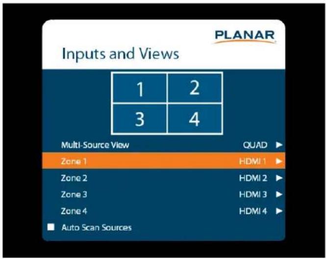 Planar QE7550-T - Inputs and Views Menu - 1