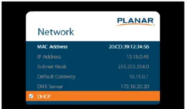 Planar QE7550-T - Network Submenu - 1