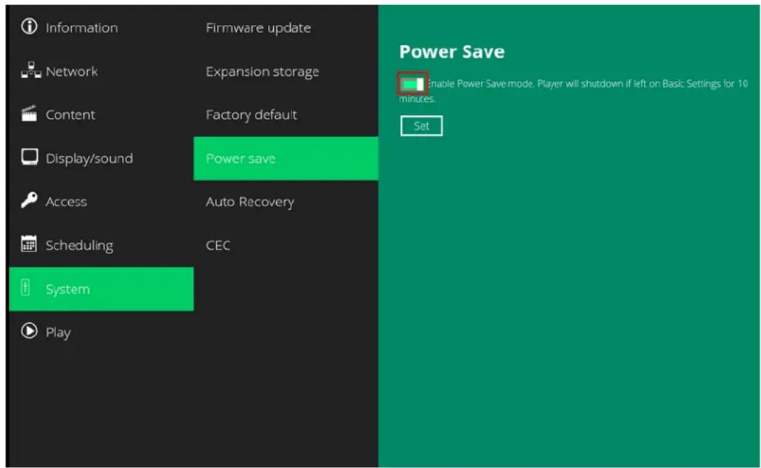 Planar QE7550-T - System Configuration – Power Save - 1