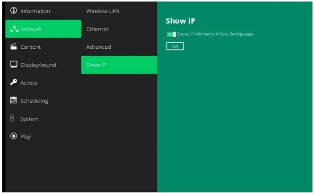 Planar QE7550-T - Show IP Settings - 2