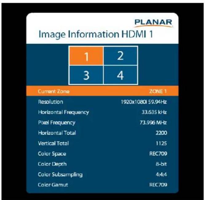 Planar QE7550-T - Image Information Submenu - 1