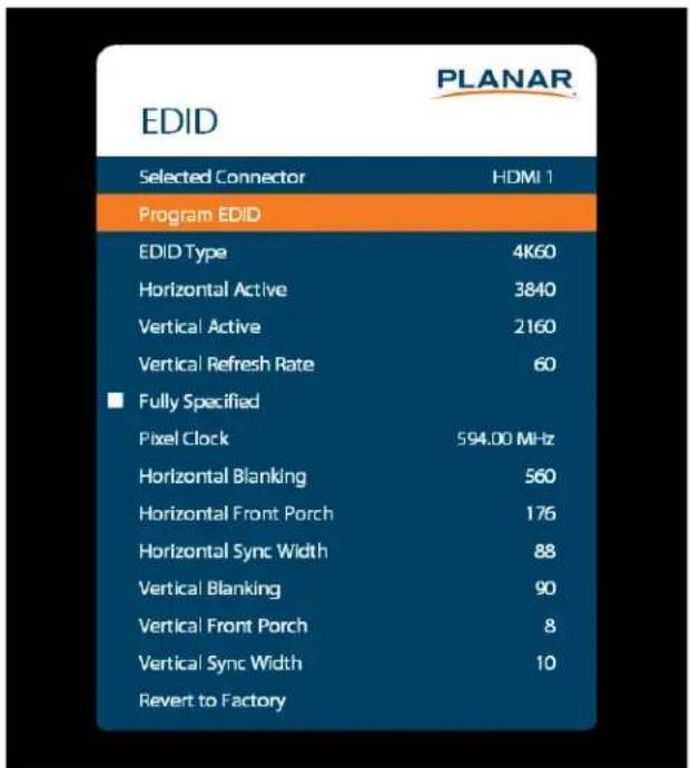 Planar QE7550-T - EDID Submenu - 1