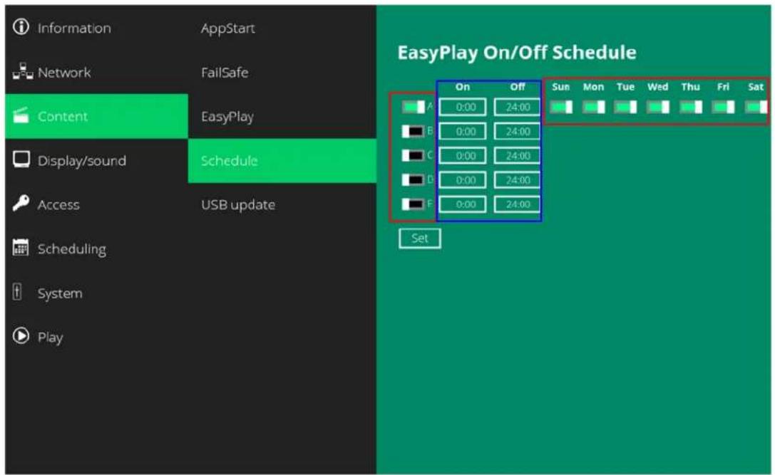 Planar QE7550-T - EasyPlay Schedule Configuration - 1