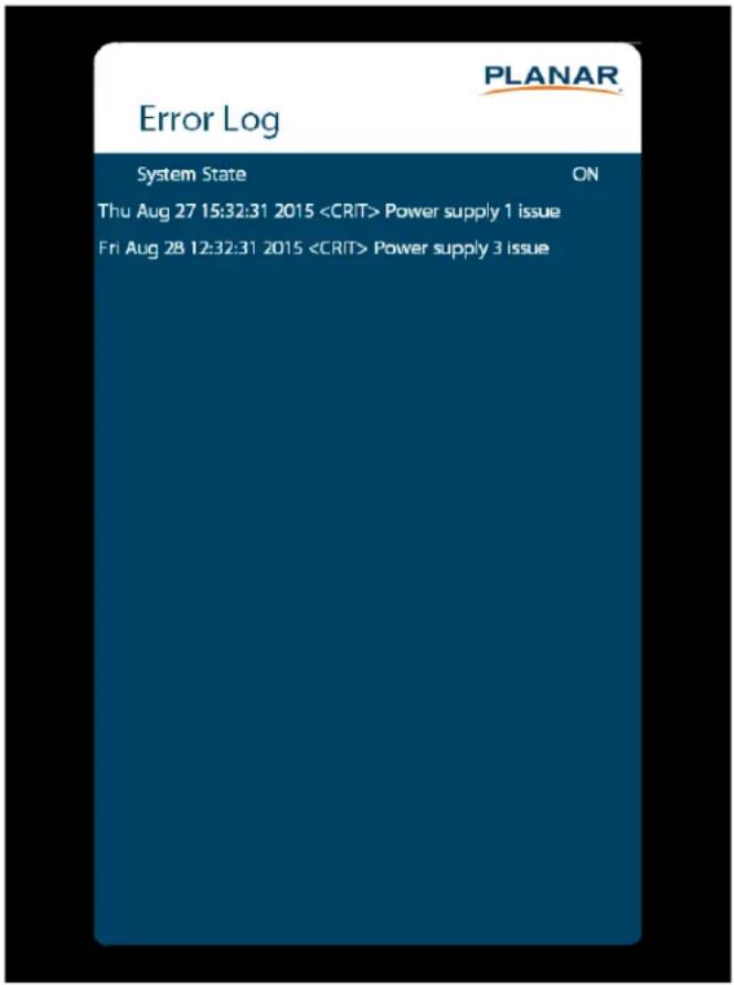 Planar QE7550-T - Error Log Submenu - 1
