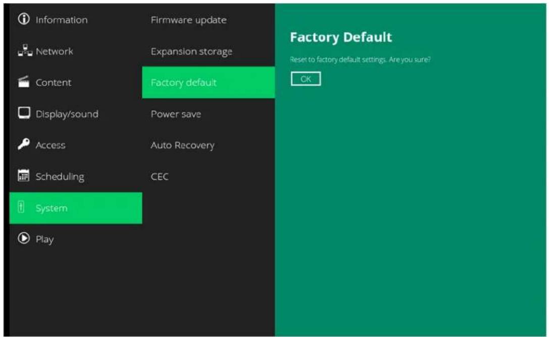Planar QE7550-T - System Configuration – Factory Reset - 1
