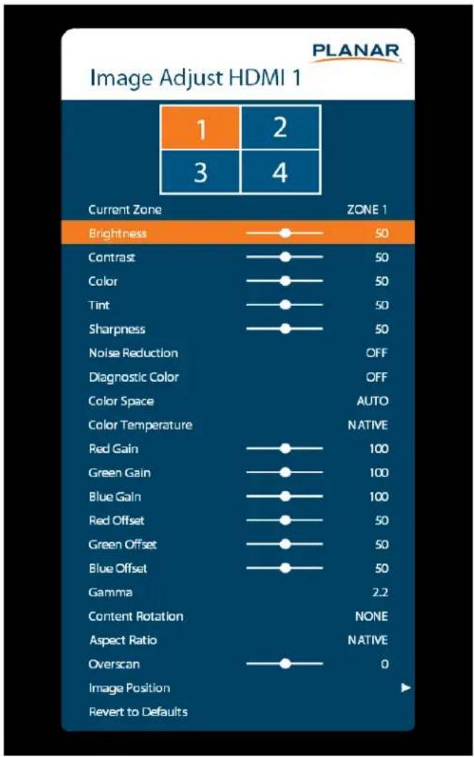 Planar QE7550-T - Image Adjust Menu - 1