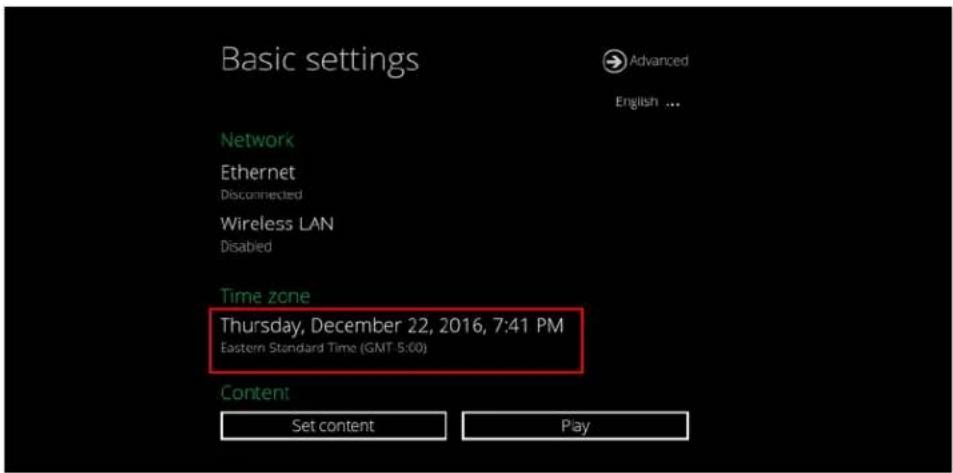 Planar QE9850 - In Basic settings, click Time zone. - 1