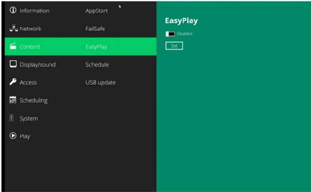 Planar QE9850 - Content Configuration – EasyPlay - 1