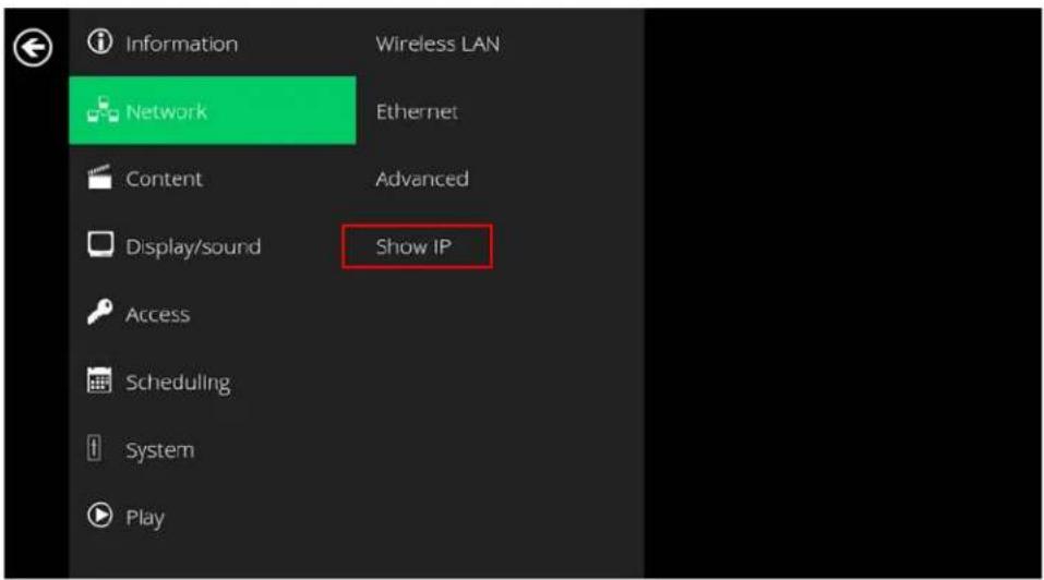 Planar QE9850 - Show IP Settings - 1