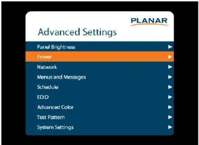 Planar QE9850 - Advanced Settings Menu - 1