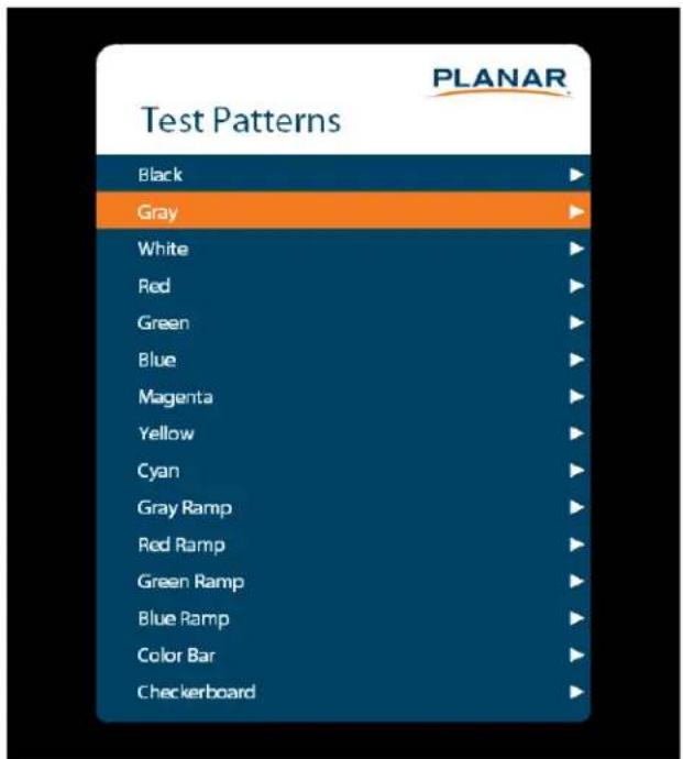 Planar QE9850 - Test Patterns Submenu - 1