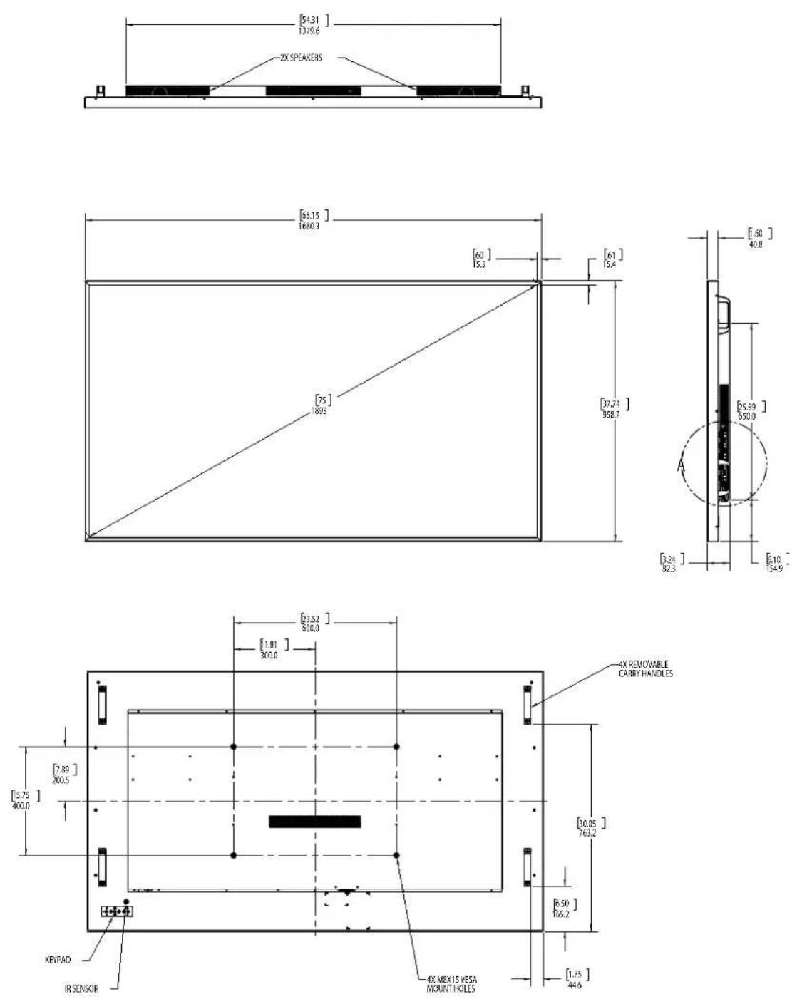 Planar QE9850 - Dimensions - 1