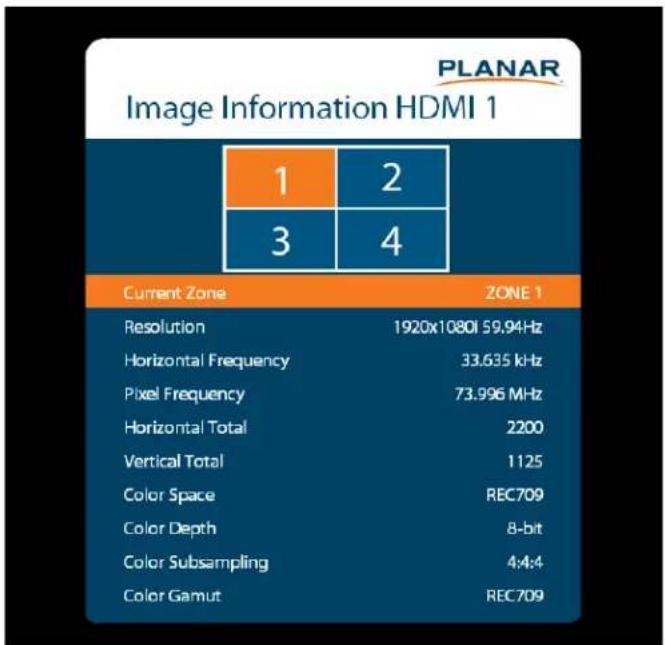 Planar QE9850 - Image Information Submenu - 1