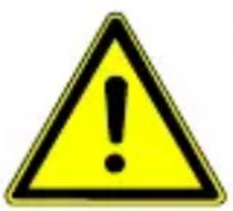 Yellow triangular warning sign with black exclamation mark symbol