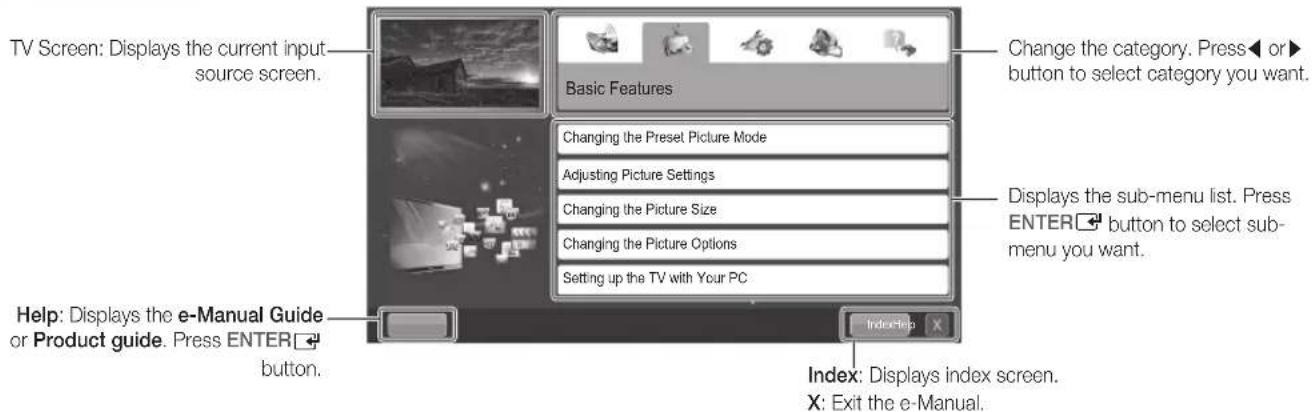 SAMSUNG UE55D6000TK - How to use the e-Manual - 2