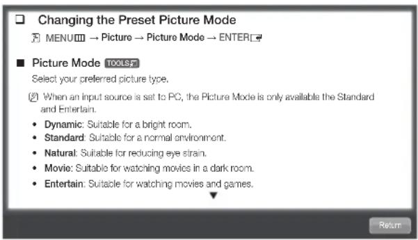SAMSUNG UE55D6000TK - Viewing the Contents - 1