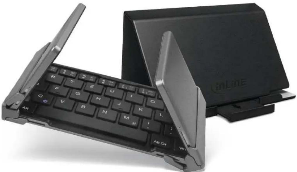 InLine 55375 - InLine® faltbare Bluetooth Tastatur BT-Quick, inklusive einer multifunktionalen Schutzhülle - 1