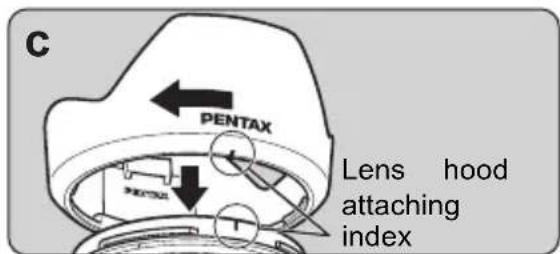 C PENTAX Lens hood attaching index
