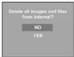 Delete all images and files from internal? NO YES