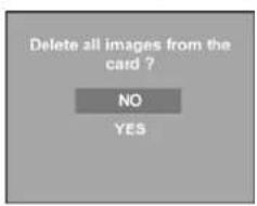 Delete all images from the card ? NO YES