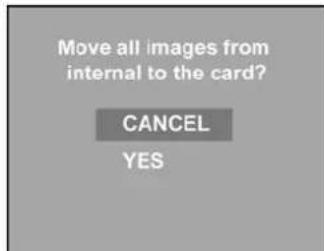 Move all images from internal to the card? CANCEL YES