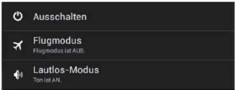 Ausschalten Flugmodus Flugmodus ist AUS. Lautlos-Modus Ton ist AN.