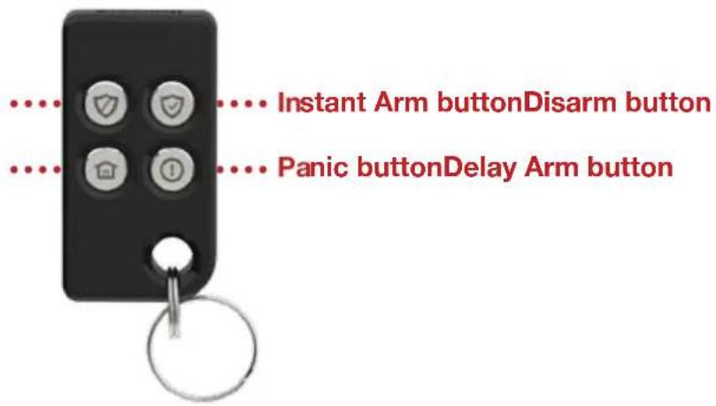Instant Arm buttonDisarm button Panic buttonDelay Arm button
