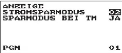 ANZEIGE STROMSPARMODUS SPARMODUS BEI TM 02 JA PGM 01