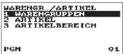 WARENGR ./ARTIKEL 1 WARENGRUPPEN 2 ARTIKEL 3 ARTIKELBEREICH PGM 01