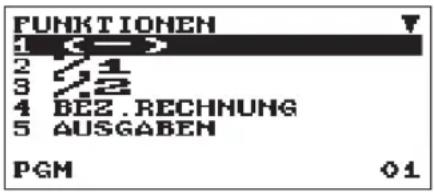 PUNKTIONEN 1 3-9 2 7.1 3 7.2 4 BEZ.RECHNUNG 5 AUSGABEN PGM 01