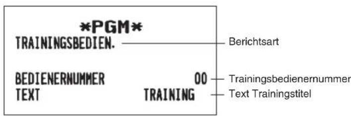 *PGM* TRAININGSBEDIEN. Berichtsart BEDIENERNUMMER 00 TEXT TRAINING Trainingsbedienernummer Text Trainingstitel